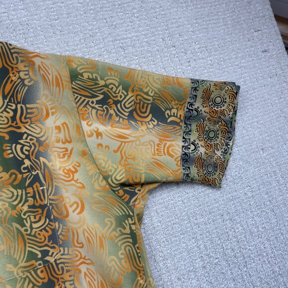 Pineapple Connection Mystic Tribal Shirt Orange Short Sleeve Button Up Sz L - Picture 4 of 14